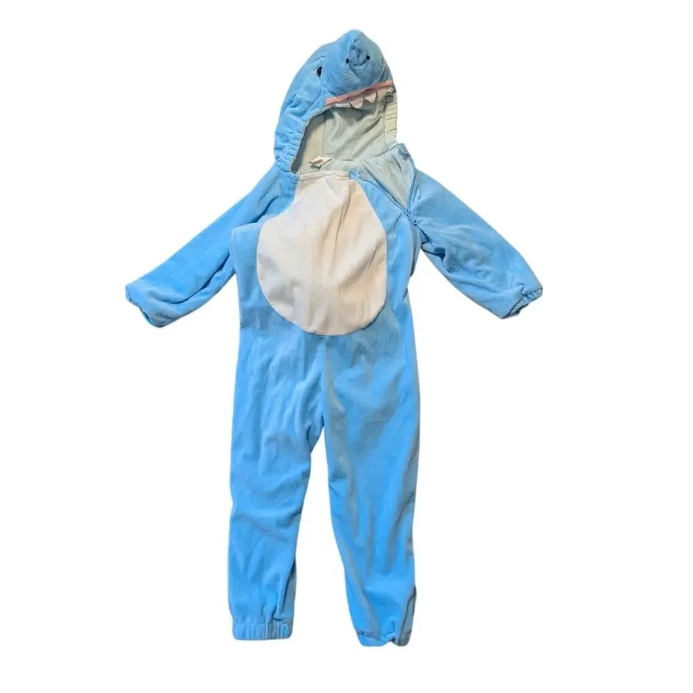 Baby Shark Fleece Halloween Costume, Jumpsuit Long Sleeves, Blue & White 2T / 3T